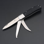 ED MAHONY Multi-tool, Jagdtaschenmesser, 3-Klingen 440C, mit Griffschalen aus Ebenholz ED MAHONY