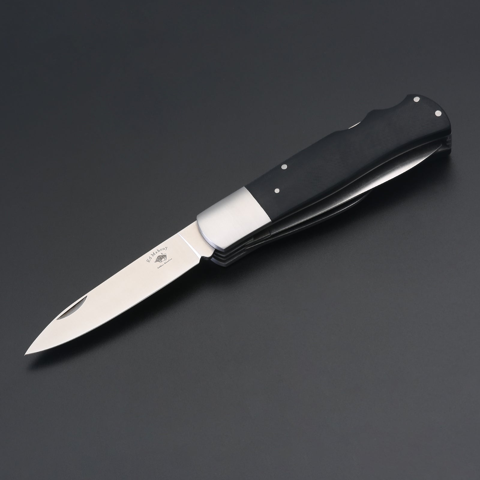 ED MAHONY Multi-tool, Jagdtaschenmesser, 3-Klingen 440C, mit Griffschalen aus Ebenholz ED MAHONY