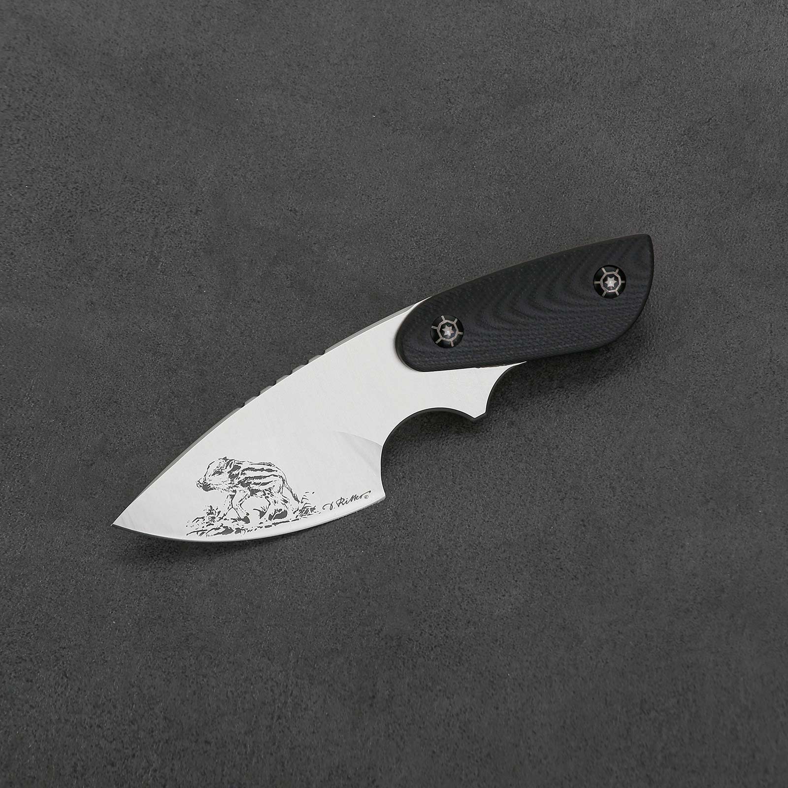PUMA IP/ Ed Mahony  Kleiner Keiler, G10 Schwarz Glasfaser Karbon, mit Kydexscheide Halskette ED MAHONY