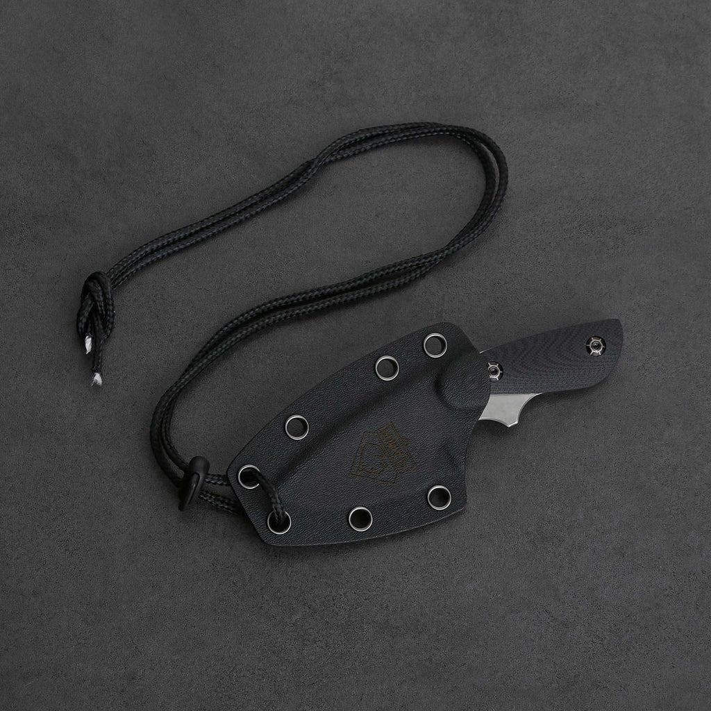 PUMA IP/ Ed Mahony  Kleiner Keiler, G10 Schwarz Glasfaser Karbon, mit Kydexscheide Halskette ED MAHONY