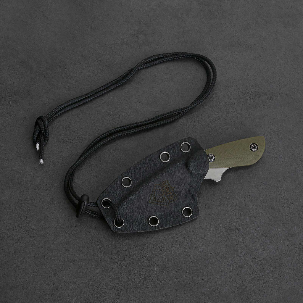 PUMA IP/ Ed Mahony  Kleiner Keiler, G10 grün Glasfaser Karbon, mit Kydexscheide Halskette ED MAHONY