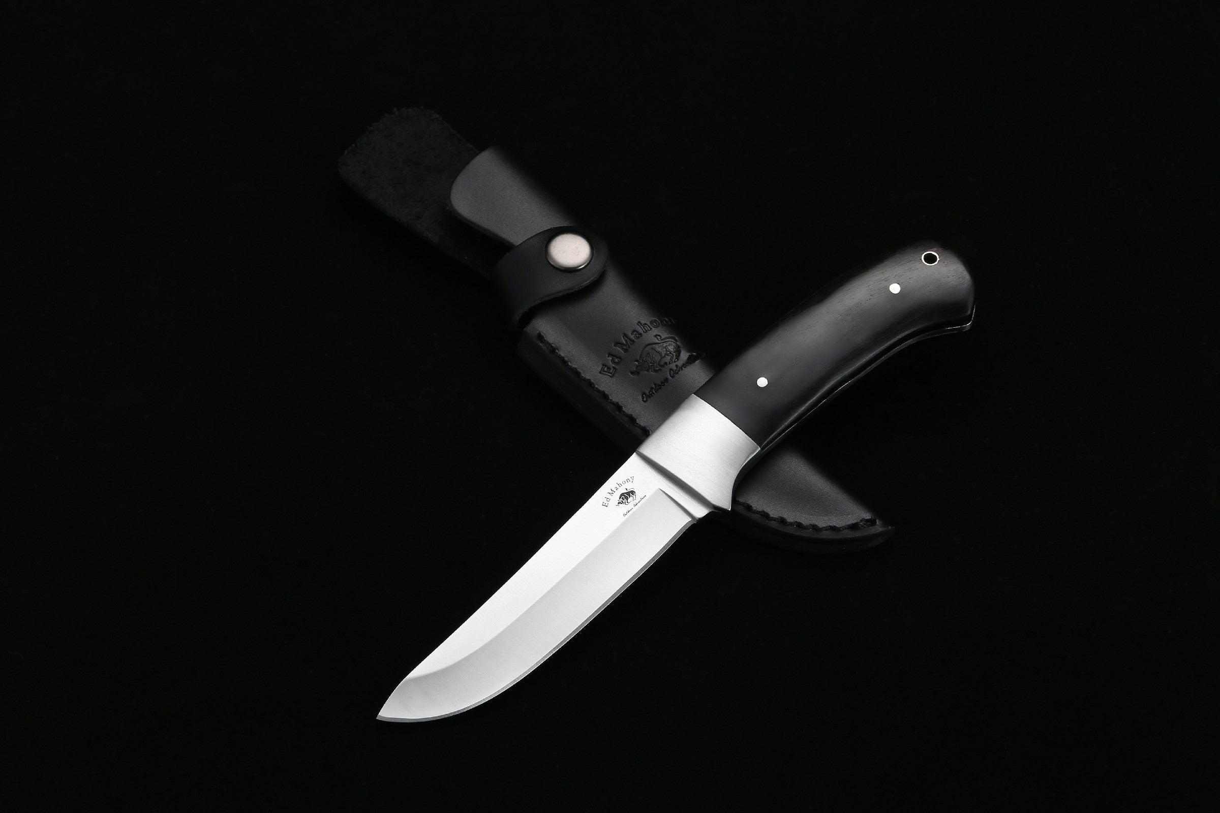 ED MAHONY Sika deer Hunter, Jagdmesser, Griffschalen aus Ebenholz, 440C NEW EDMAHONY