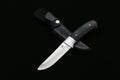 ED MAHONY Sika deer Hunter, Jagdmesser, Griffschalen aus Glaserfaserkarbon mit roter Fibereinlage, 440C NEW EDMAHONY